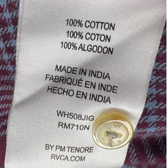RVCA Shirt Womens Size Small Brown Plaid Button Up Blouse Shirt Long Sleeve - Picture 5 of 5